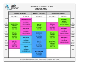 Schedule Brossard Mar 17 - Apr 20 2025