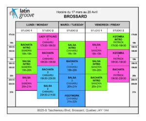 Schedule Brossard Mar 17 - Apr 20 2025